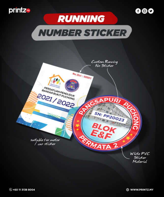 Running Number Sticker - Printz.my